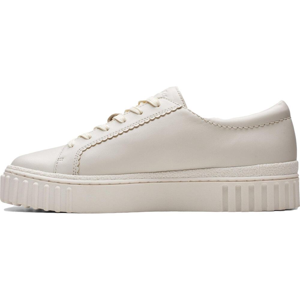 NWT Clarks Women's Mayhill Walk Sneakers, Off White Leather, 7.5 Wide US